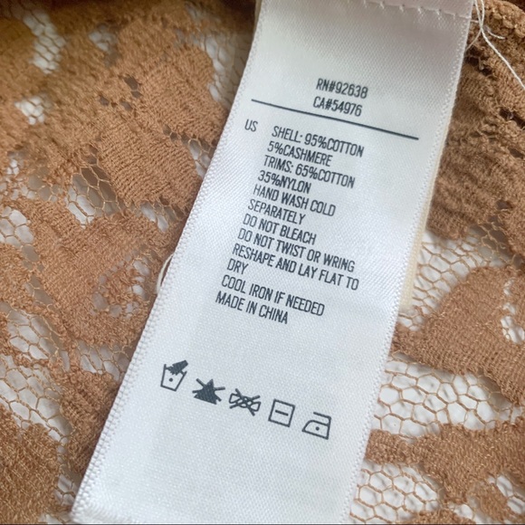 Fossil Tan Lace Crop Cardigan Size XS - Picture 3 of 4